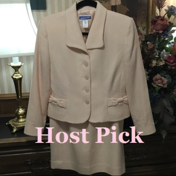 SOLD Vintage Blush Pink Wool Pendleton Skirt Suit - Picture 1 of 8